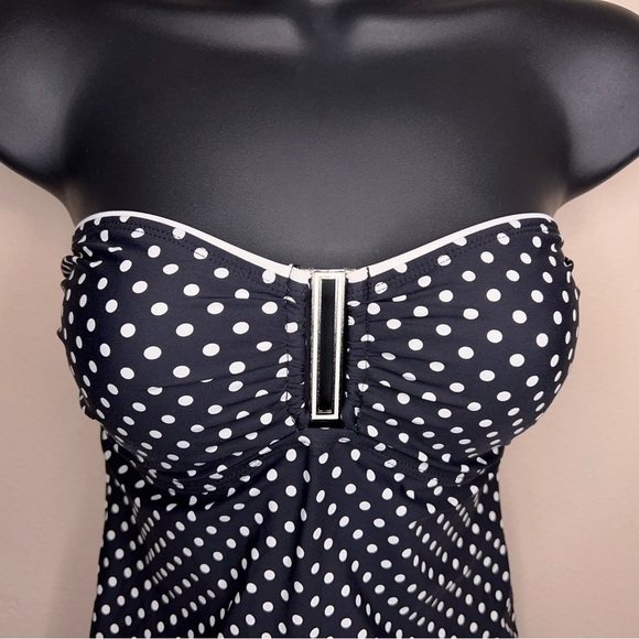 Small White House Black Market Swim Top  Strapless Retro Pinup Polka Dot - Picture 6 of 10